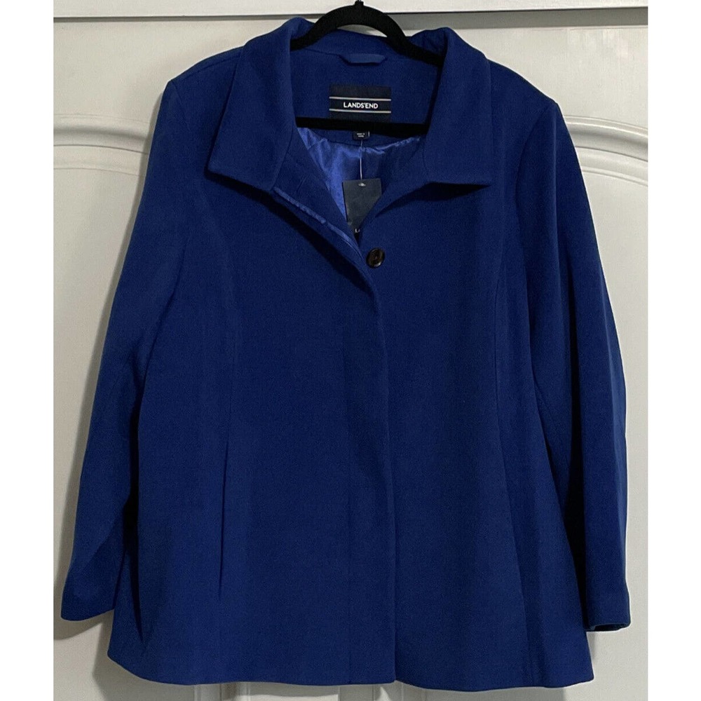 NEW Lands’ End Fully Lined Royal Blue Peacoat Jacket/Coat Size 20